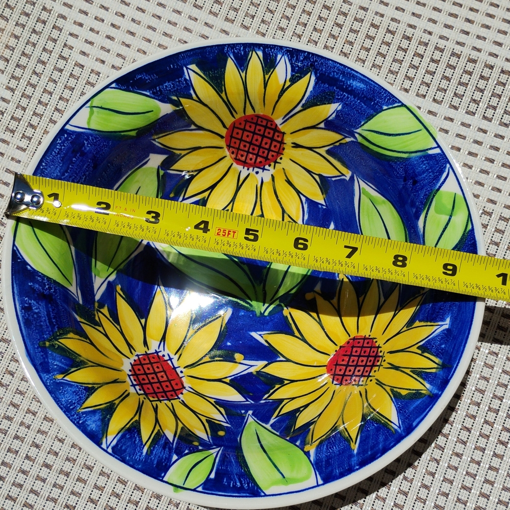 Sango Sunflower Serving Bowl – Bright Blue & Yellow Floral 9.5" - Picture 2 of 3
